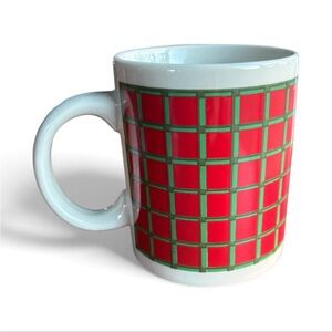 Stoneware Red and Green Plaid Mug Holiday Coffee Cups Merry Christmas
